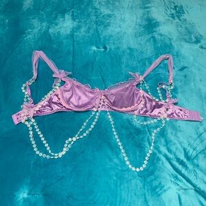 Sugar Thrillz Purple Women's Intimate Bra with Pearl Accents